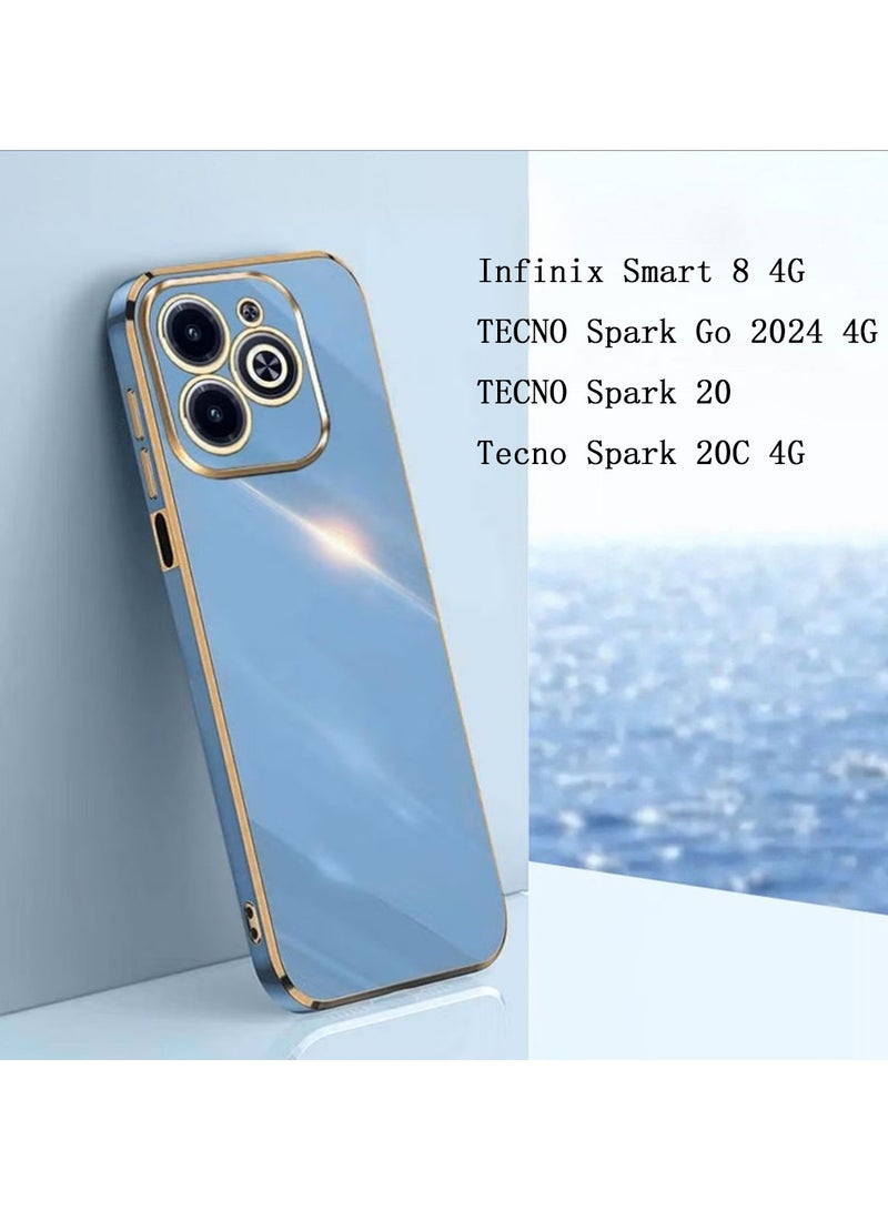 Infinix Smart 8 4G / TECNO Spark Go 2024 4G / TECNO Spark 20 / Tecno Spark 20C 4G  Mobile Phone Case Cover, Luxury Plating Soft Back Cover, Raised Full Camera Protection